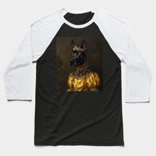 Medieval Elegance: Black Great Dane Princess Baseball T-Shirt